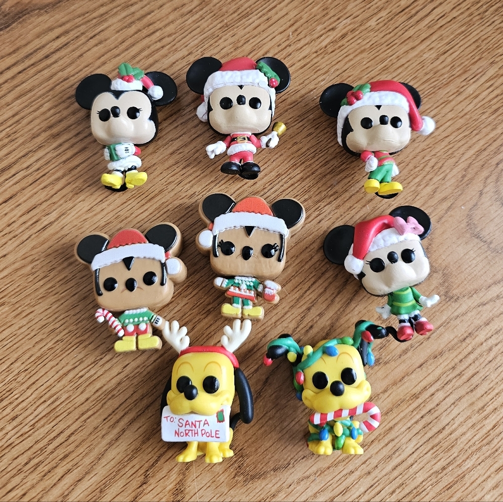 Funko Mickey Mouse & Friends Disney Holiday Christmas Themed Lot Of 8